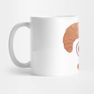 Watercolor coffee mug and two croissants Mug